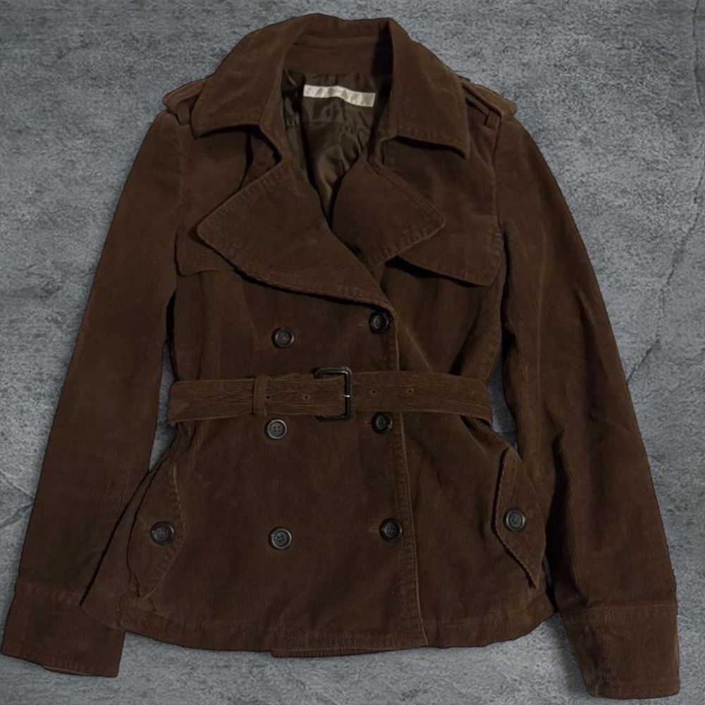 Elegant Brown Double-Breasted Trench Coat